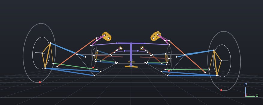 HFG 3-D viewport: the vehicle solved in combined roll and steer
